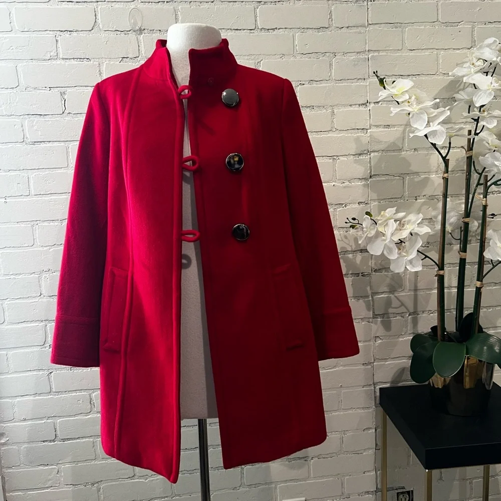 Style & Co petite Vibrant Red Wool Coat size M - Picture 1 of 8